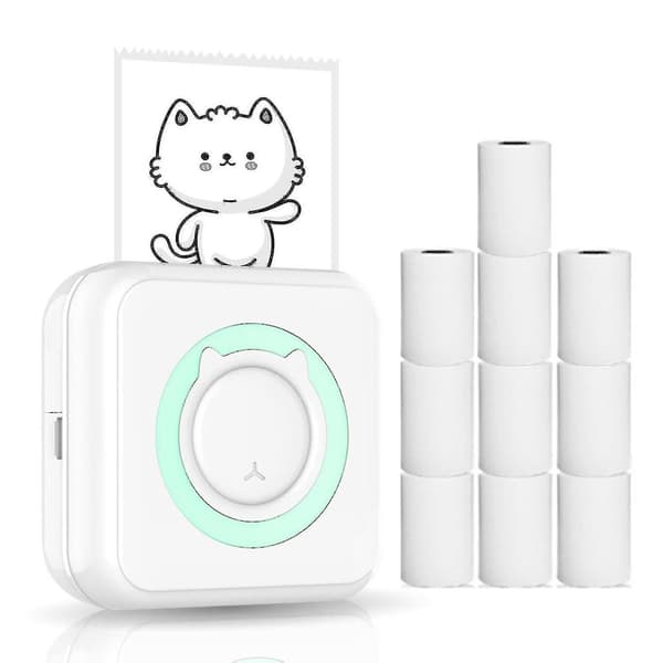Bærbar Bluetooth Multifunktion Foto Termisk Printer Med 10 Papirruller