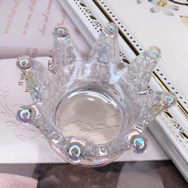 2x Crown Crystal Nail Art Dappen Dish Pen Holder Glas Dapping Skål Kopp För Flytande Akryl Pulver Diy Utrustning