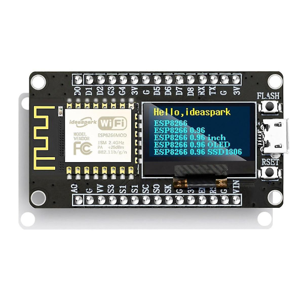Nodemcu Esp8266 Udviklingskort Med 0,96 Tommer Oled Display Ch340 Esp-12e Wifi Modul -usb Til Mic