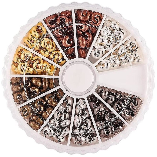500 stk. 6 farver 3mm jern halvrund åben krympeperler dæksler Knude dæksler perler ende tips til smykker
