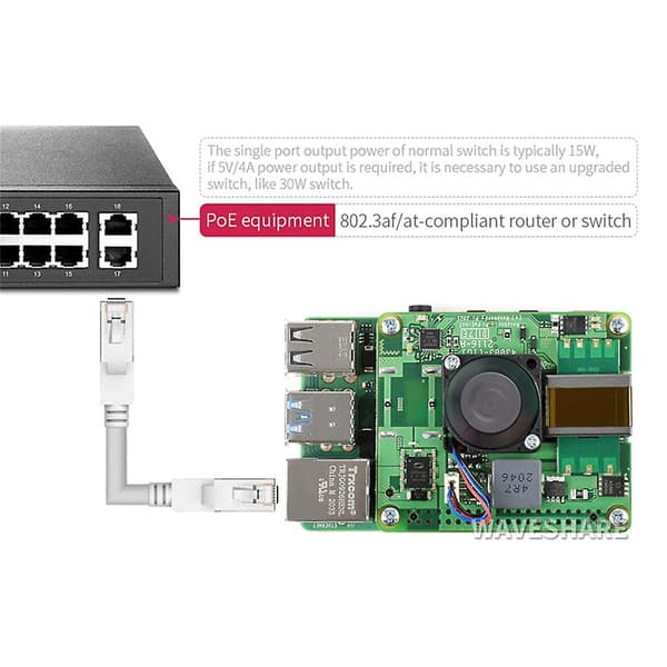 For Raspberrypi 4b/3b Poe+ Hat 802.3af/at Poe+ Standard Utvidelseskort