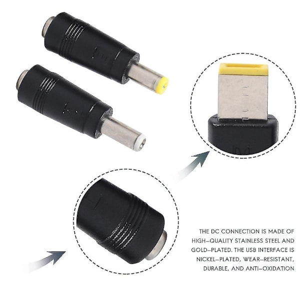 DC-strømkabel USB til 5,5x2,1 Multifunksjonell DC utskiftbar plugg