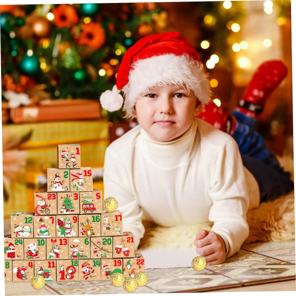 Jule-adventskalenderæsker 2023, julenedtælling 24 dages gaveæske, tomme adventskalenderæsker til at fylde slikgave til børn