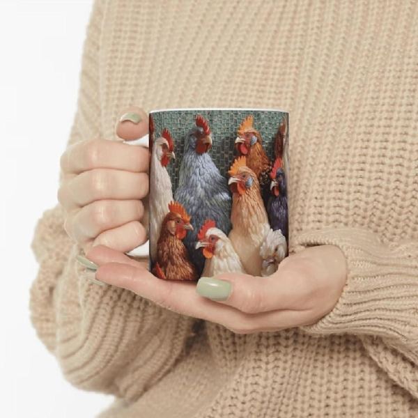 Kylling krus, 3d effekt kylling krus, sjov kylling kaffekop, hane kaffekopper, bedste julegave, kylling krus pun elsker gaver