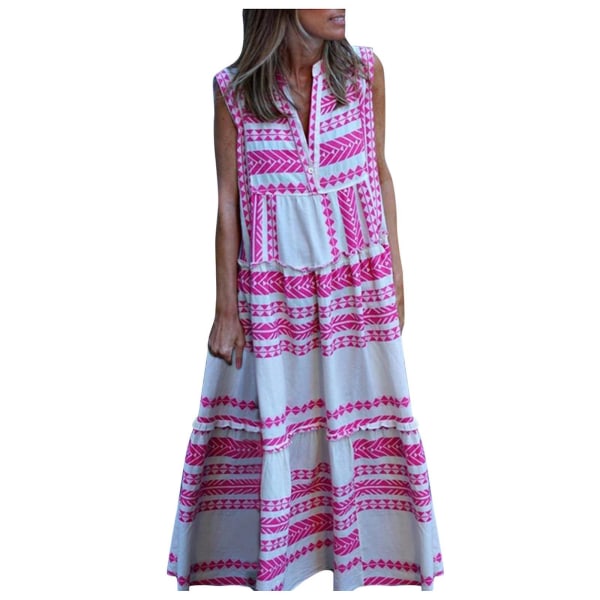 Vårkjolar för kvinnor 2023 Kvinnor Icke-positionerande geometriskt randigt print Ärmlös lång kjol
