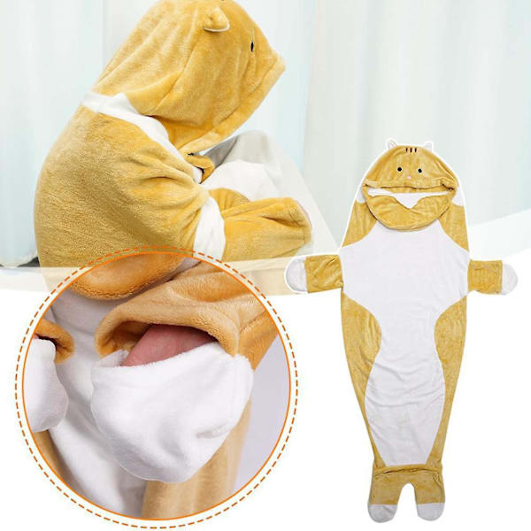 Söt filt för vuxna, sovsäck filt hoodie, filt för vuxna, bärbar filt supermjuk och bekväm flanell hoodie sovsäck
