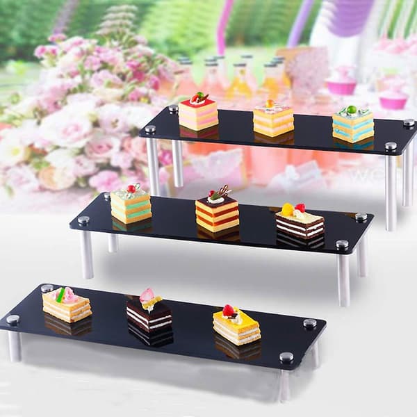 3 stk./sæt stige akryl kage dessert cupcake display stand serveringsfad makeup rack til bryllupsfest