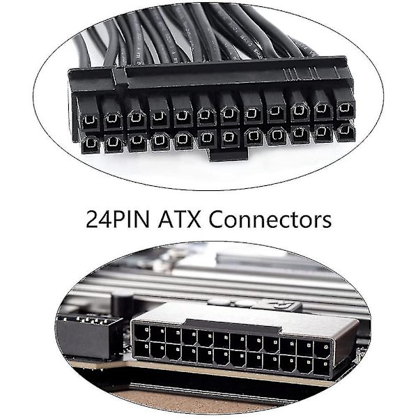 2-pack strömadapterpaket Dual Psu förlängningskabel, 24-polig 18 Awg