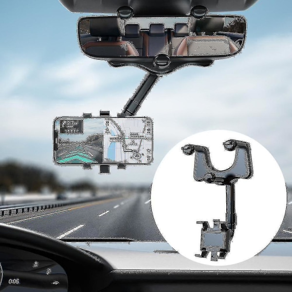 Autopuhelimen navigointiteline Auton taustapeilin pidike 360 ​​astetta kääntyvä sisäänvedettävä Universal S