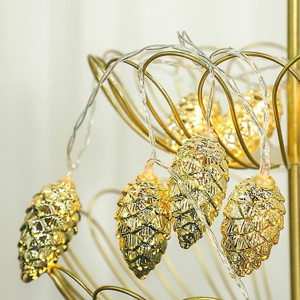 1,5m 10 LED Kongle Lyslenke Juledekorasjon 2024 Julepynt Lysstreng Ornamenter Nyttår Girlander Noel Navidad gold