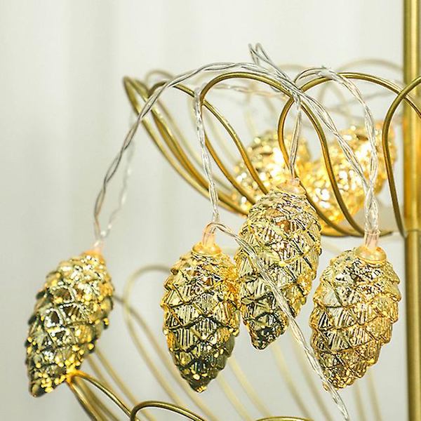 1,5m 10 LED Tallkottar Fe-ljus Jul Dekoration 2024 Julgran Dekor Ljussträng Prydnader Nytt År Girlang Noel Navidad gold