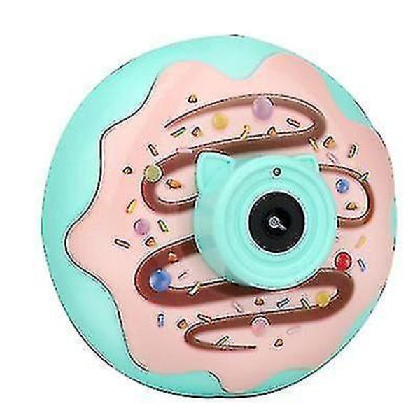 12,5*7*12,5cm Blå Bobleblæsende Legetøj Donut Boblemaskine Elektrisk Lys Og Musik Automatisk Bobleblæsende Kamera Børnelegetøj Az19243