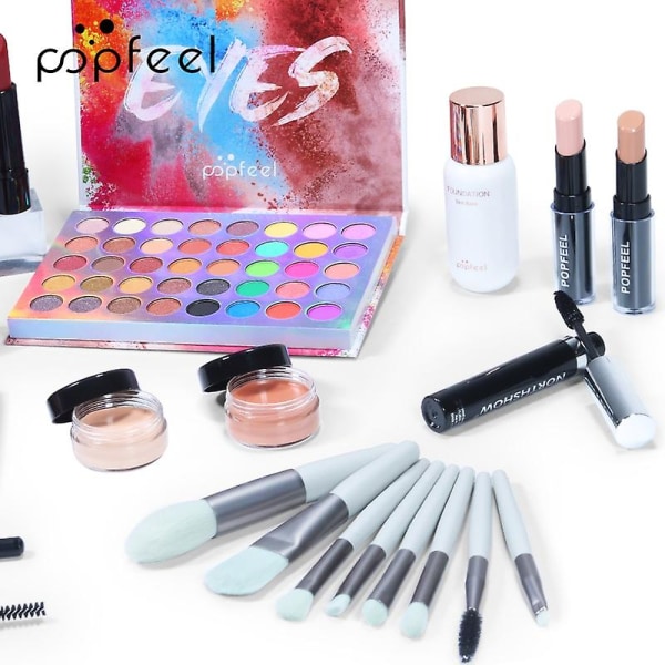 29 st Make-up Kosmetisk allt-i-ett set Flerfunktionsskönhetskit med presentpåse -kit003f