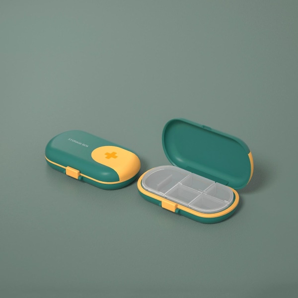 2 stk grønn pilleboks, rombeholderbeholder, pilleboks for daglige reiser, bærbar