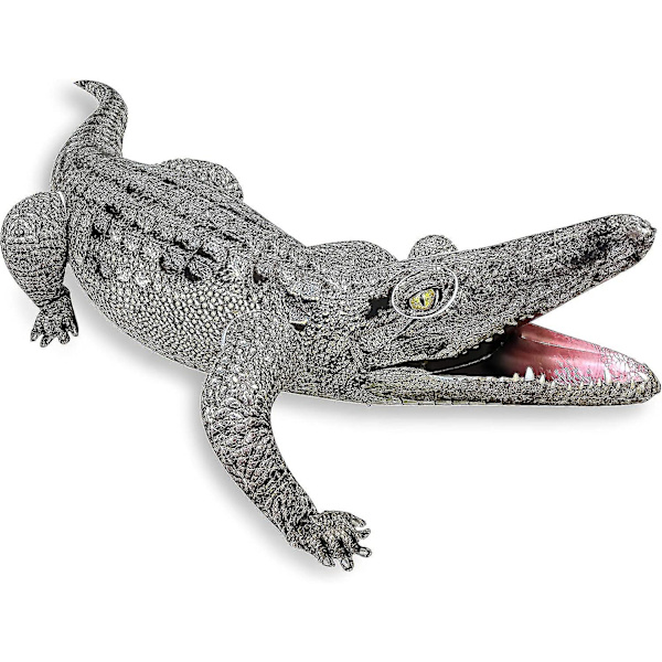 Realistisk oppblåsbar alligatorleke, flott for sumpfestdekorasjoner, krokodillepranks for voksne barn, for basseng, dam, hage og uteplass