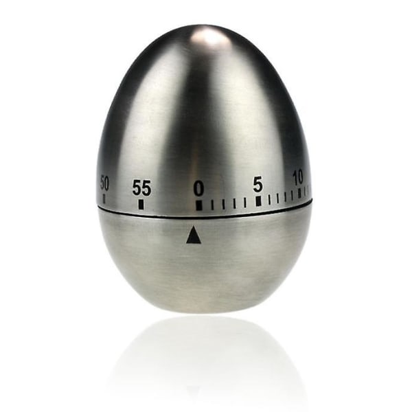 Kjøkkentimer i rustfritt stål, eggformet, 60 minutters alarm