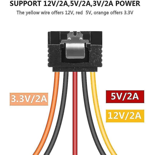 15 hann SATA-strømkabel, 15-pin hann til 15-pin hun, 15 cm - 2 stk.