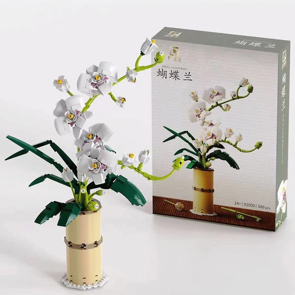Diy Blommor Bukett Phalaenopsis Ros Vänner Krukväxter Byggstenar Dec Hus Leksak För Flicka Jul
