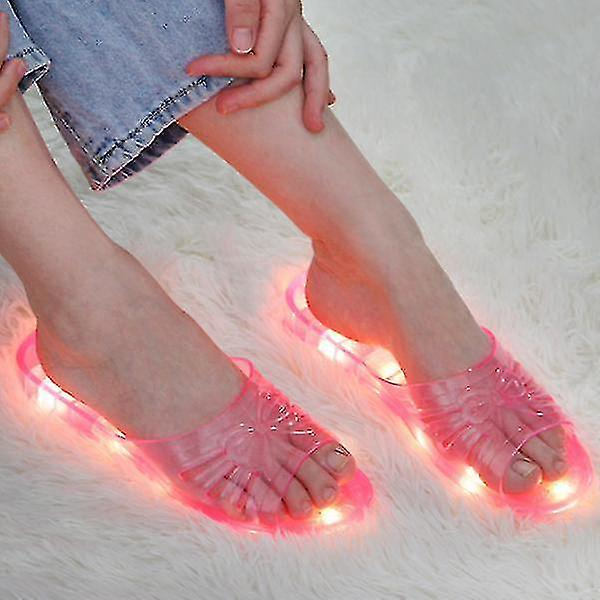 Glimmande kristallslippers flickor sommar roliga prinsessa blinkande tofflor kvinnor purple 24cm
