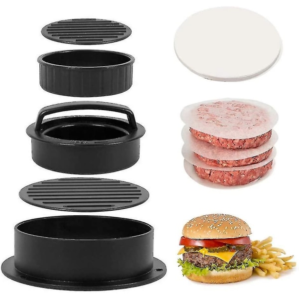 Burger Press Patty Maker, 3 In 1 Hamburger Press With 120 Patty Papers Burger