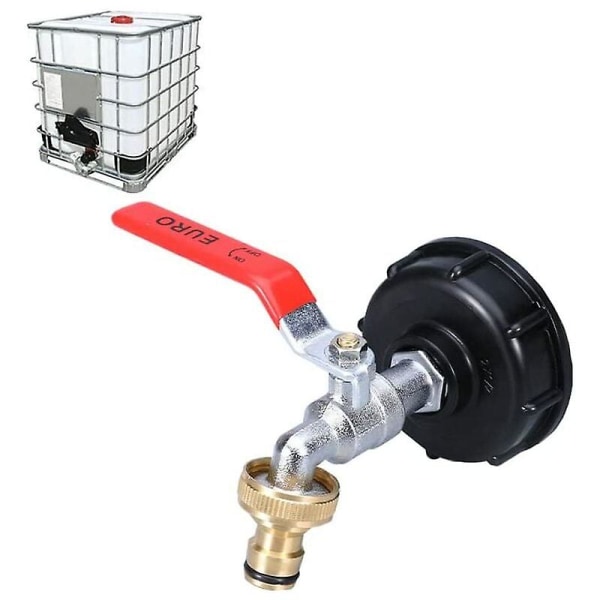 IBC Tank Kran 1000l Regnvannshøsting Kran, IBC Vann Tank Adapter 1/2 Dobbel Regnvannshøsting Kran, Messing Kran Laget Av Pp Grov Tråd