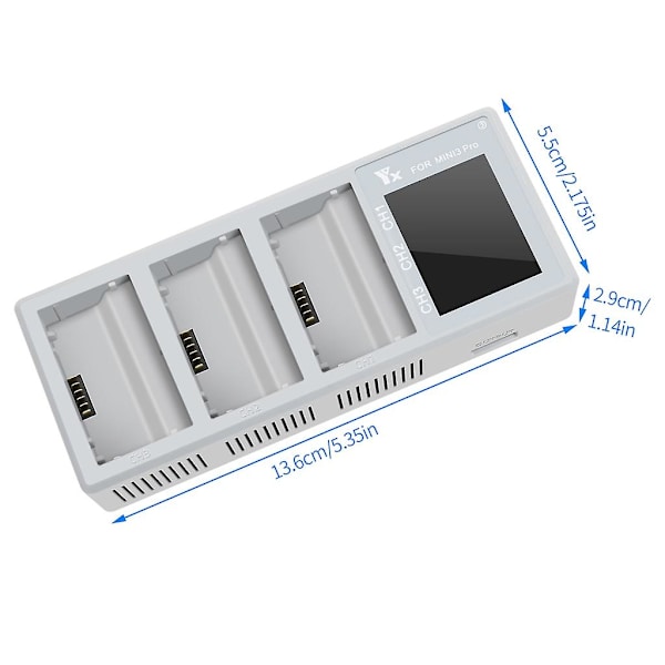 Snabbladdningshubb för Mini 3 Pro/mini 3-batteri USB-laddare med LCD-skärm
