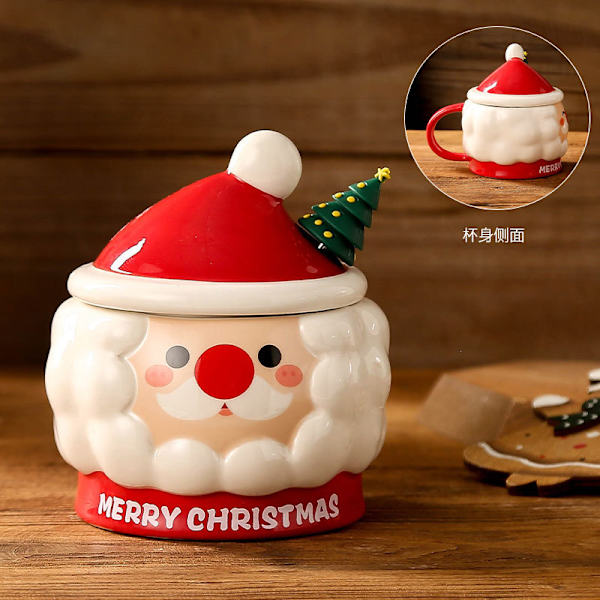 Julekop Kreativ Julekop Julemandskop Med Låg Ske Kop Souvenir Vandkop Gave Håndmalet santa claus mixed color 1 box 48 pcs 301-400ml