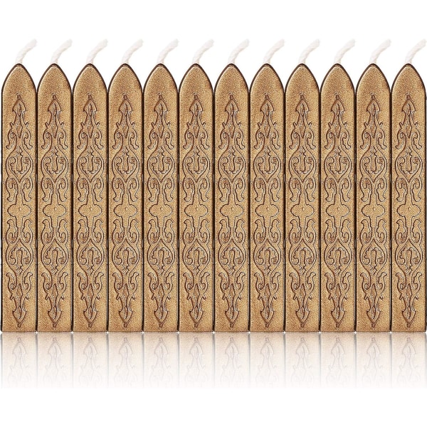 12 stykker forseglingsvokspinner med veker Antik brannmanuskript forseglingsvoks for voksforseglingsstempel (bronse)