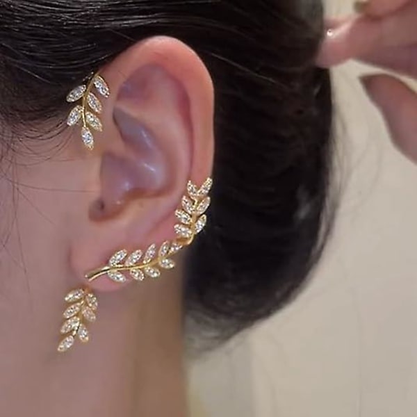 Rhinestone ørepynt mansjett blad ørepynt klatrer klatre ørepynt øre mansjett ørepynt søte hypoallergeniske ørepynt kvinner jenter