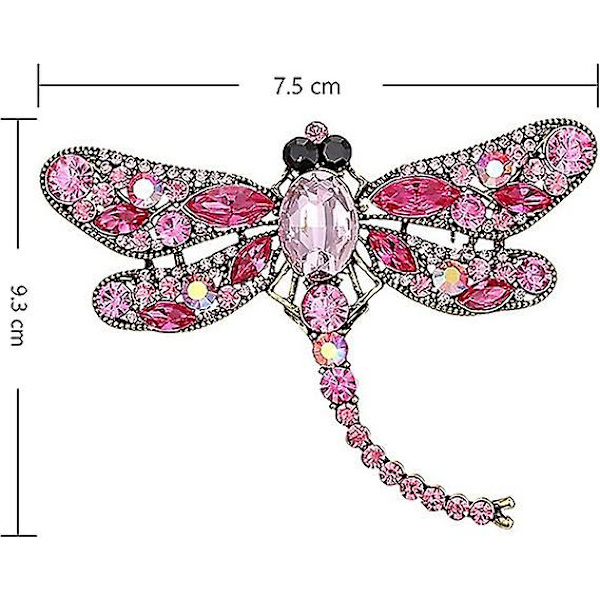 Sländbrosch med imiterad kristallberlock flygande insektsbrosch i legering (rosa