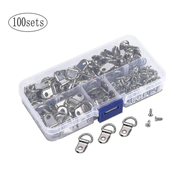 100 Set D-ring Picture Hangers With Screws For Hanging Clock Paintings Artwork Hook Photo Mirrors Single Hole D-rings Ne