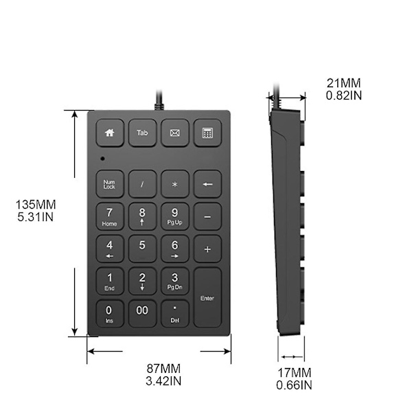 Ultra-slank numerisk tastatur Mini kablet numerisk tastatur Ekstern talltastatur for Aigo N28