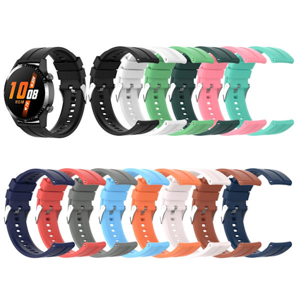 20 mm ja 22 mm silikoniranneke Huawei Watch GT3/GT Runner -kelloille, hopea teräslukko