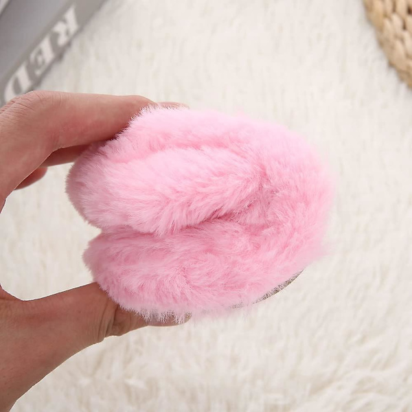 Pojkar Flickor Varma Plysch Djurtofflor Barn Vinter Inomhus Hushållsskor pink s094 5-6 toddler