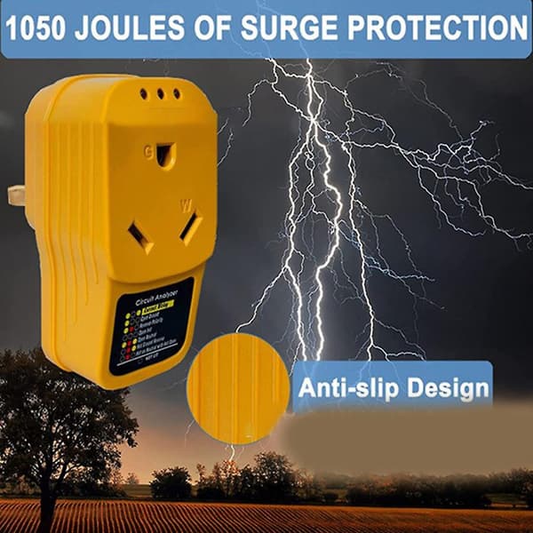 Rv Surge Protector 30-amp Han-til-hun Adapter Kredsløbsanalysator Med Indikator