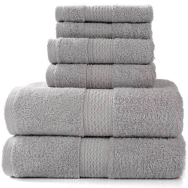Sæt med 2 Badehåndklæder og 4 Håndklæder, AB Fade Resistant, 100% Bomuld, Grå