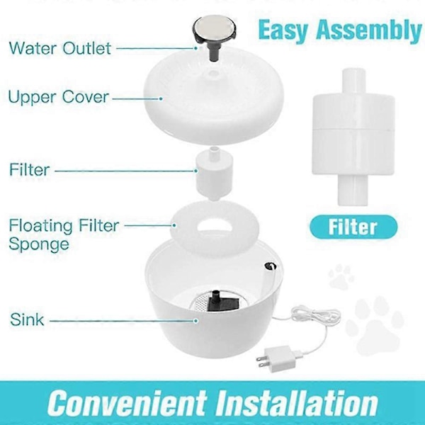 4 st Vattenfontänsfilter Hunddricksdispenser Filter Rinnande Vatten/Loop Filter Automatisk