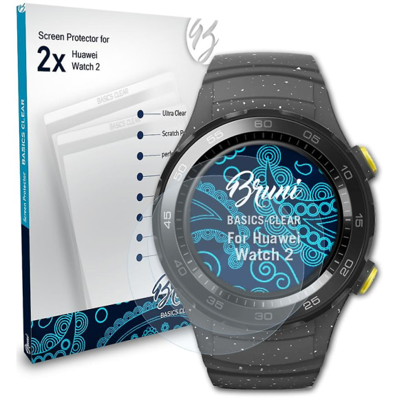 Bruni 2x skyddsfolie kompatibel med Huawei Watch 2 Folie