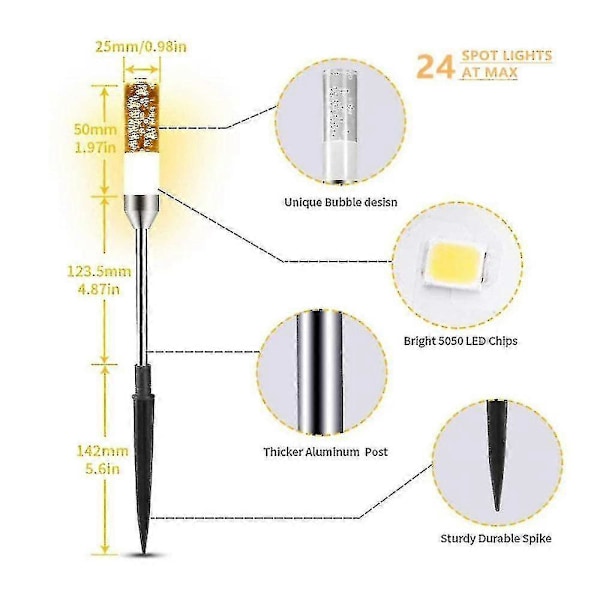 Lavspennings Landskapslys Kan Utvides Til LED Stilys, Landskapsbelysning 12 Volt 6 I 1 Vanntett Krystall Boble Akryl Die-cast Pigglys