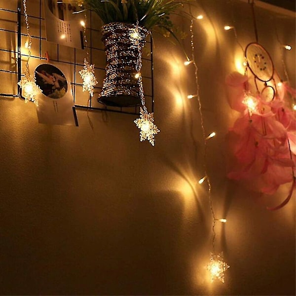 Newway Fairy Lights, Curtain Lights, 3.5m 96 Leds Jule Snefnug Lys 8 Lystilstande, Vindue