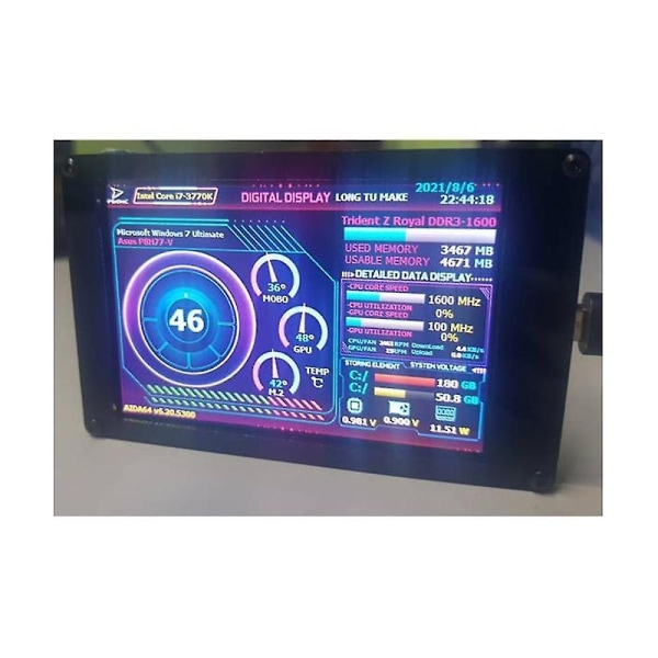 Computerskærm til Mini Itx-etui 3,5 tommer Ips Type-c Sekundær skærm Cpu Gpu Ram HDD-overvågning