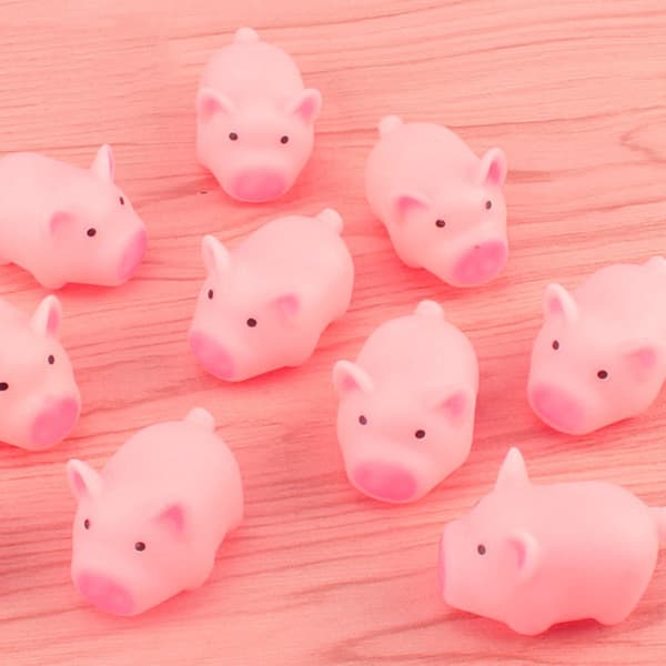 10 stk/sæt Squeeze Mini Lyserøde Grise Legetøj Søde Plastik Squeeze Lyd Grise Legetøj Pink