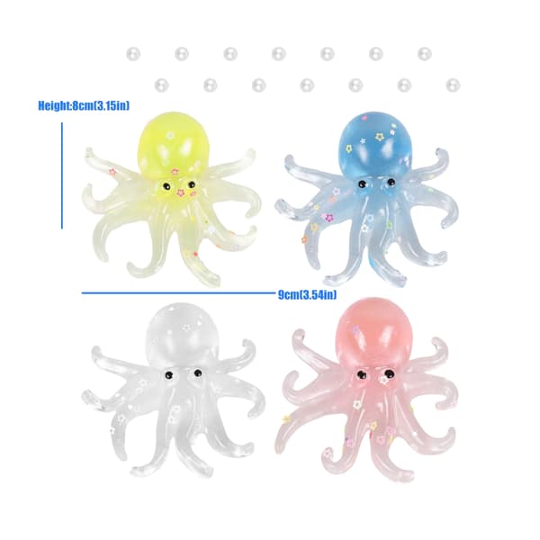 Blød gummi blæksprutte stressbold håndterapi sensorisk legetøj afslapningsgave Transparent white