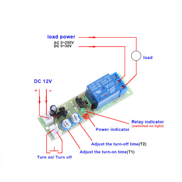 12V til DC Uendelig Cyklus Forsinkelse Timing Timer Relæ ON OFF Switch Loop Modul Tri