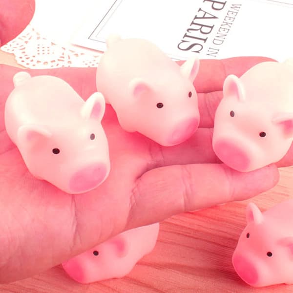 10 stk/sæt Squeeze Mini Lyserøde Grise Legetøj Søde Plastik Squeeze Lyd Grise Legetøj Pink