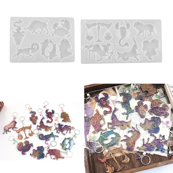 2x Nøgleringsform Konstellationsvedhæng Silikoneform DIY Epoxy Støbeform