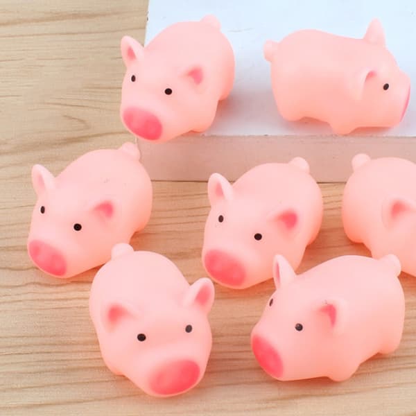 10 stk/sæt Squeeze Mini Lyserøde Grise Legetøj Søde Plastik Squeeze Lyd Grise Legetøj Pink
