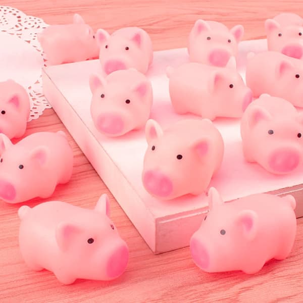 10 stk/sæt Squeeze Mini Lyserøde Grise Legetøj Søde Plastik Squeeze Lyd Grise Legetøj Pink