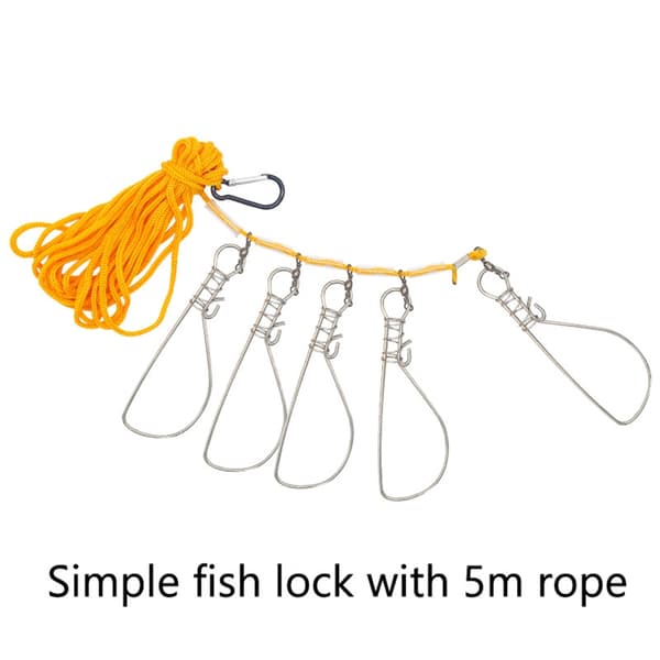 Fiskestrenge i rustfrit stål med klips til store fisk og wire
