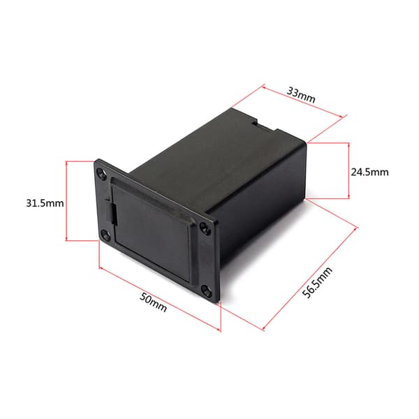 Ny 1st 9V Batteri Svart Hållare för Facklåda Facklock Gitarr Bas Pickup